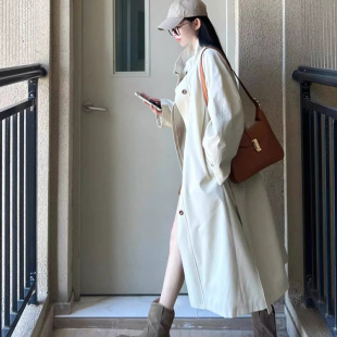 Autumn Wear British-style White Coat Coat Women's Gentle Korean Drama Women's Main Wear Small Medium-length Coat