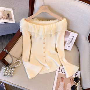 2023 autumn and winter New Slim Fit age-reducing stitching cardigan breasted Chanel style long sleeve sweater design sweater for women