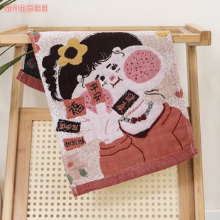 Internet Popular New Soft Washable Cotton Children's Towel Cotton Gauze Baby's Face Towel Household Absorbent Cartoon Class A