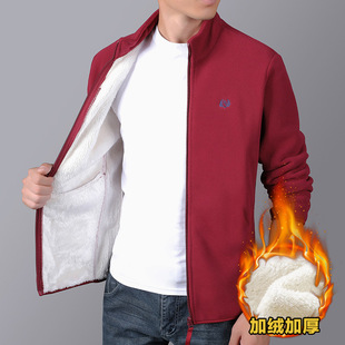 Polar Fleece Coat Men's Autumn and Winter Hand Fleece Cardigan Fleece-lined Thickened Sweater Warm Collar Jacket Men's Top