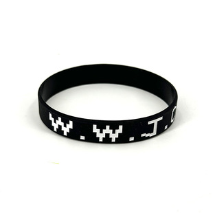 In stock WWJD popular sports belief bracelet concave color filling english letters european and american simple men's and women's silicone bracelet