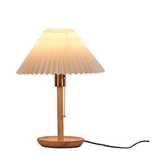 Pleated table lamp bedroom bedside lamp Japanese solid wood bedside table lamp minimalist desktop decoration atmosphere lamp night light
