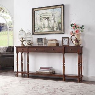 American Style Entrance Table Entrance Aisle Table Living Room Table Narrow Table Wall Light Luxury Solid Wood Entrance Cabinet Storage Rack