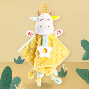 Baby early education puzzle comfort towel bean label can be imported bite baby soothing sleeping doll manufacturers direct supply