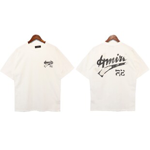 Cross-border wholesale correct version am splash ink flow paint camouflage starry graffiti letters short sleeve high street sweethearts T-shirt iri