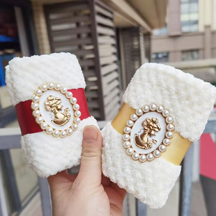 Baroque Pearl Accompanying Gift Towel Towel Return Gift Creative Wedding Coral Fleece Towel Wedding Gift Towel