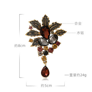 Vintage Brooch European and American Luxury Crystal Brooch Fashion Fur Coat Corsage Creative Pendant Crystal Pin Jewelry