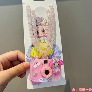 New Sanrio Imitation Camera Necklace Projectable Glow Internet Celebrity Girl's Merlot Kulomi Hanging Chain Gift