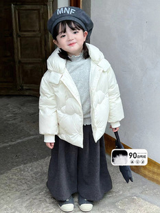 2024 Girls New GB 90 White Duck Down Jacket Baby Autumn and Winter Korean Short High Collar Windproof Down Jacket