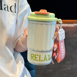 New portable cartoon coffee cup 316 stainless steel thermos cup women's water cup high color value cute suction cup wholesale