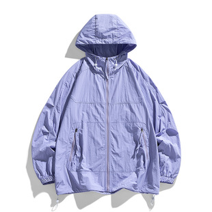 Summer Hooded Sun Protection Clothing Breathable Men's and Women's Skin Clothing Loose Trendy Thin Couples Outdoor Fashion Sports Jacket