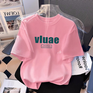 Women's Children's Wear F Pink Cotton Short-sleeved T-shirt Summer Internet Popular Loose Large Children's Western Style All-match Half-sleeved Top T-shirt