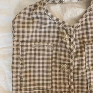 2023 Spring and Autumn Baby Boys and Girls All-match Plaid Vest Baby Fashion Western Style Cardigan Denim Vest Jacket
