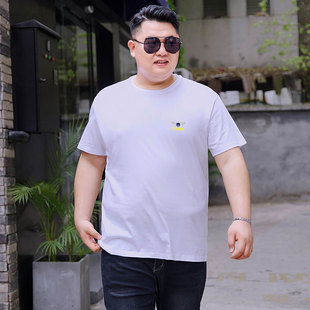 2024 Summer Youth Short-sleeved Men's T-shirt Fatty Fat Guy Plus Fertilizer Plus Size Cotton Crewneck Half-sleeve Base Shirt T-shirt