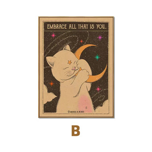 Nordic ins style niche cat poster decorative painting bedroom restaurant Healing Series hanging painting hallway mural
