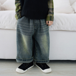 Children's Jeans Boys New Korean Style Straight Leg Pants 2025 Girls' Pants Baby Styline Old Vintage Trousers