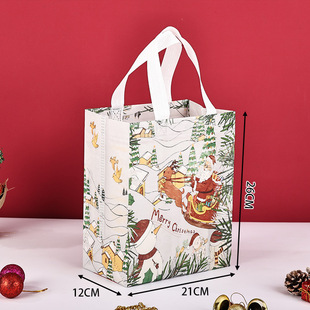 in stock non-woven bag gift bag film coated color Christmas tote bag printed logo gift packaging bag customization