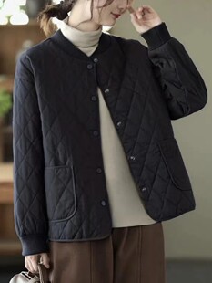 Cross-Border Quilted Warm Baseball Jacket Cotton Coat for Women, Winter Loose Casual Age-Reducing Versatile Short Cotton Jacket for Moms