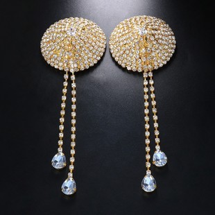 Amazon's Popular Rhinestone Circle Breast Patch, Sexy and Sexy Women's European and American Fashion Full Diamond Tassel Breast Patch Breast Ornament for Women