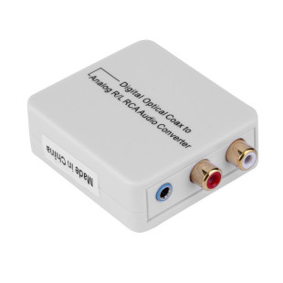 Digital to Analog Converter Small White Box Digital Optical to Analog RCA Audio