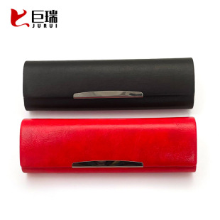 Fashionable high-end portable anti-pressure glasses case retro men's and women's same presbyopic glasses case simple leather factory wholesale