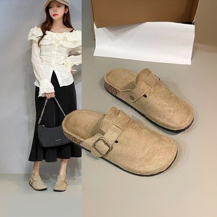 Cross-border Burken Shoes Baotou Half Slippers Women's Summer All-match Outwear Fishing Retro French Style Lazy Shoes Casual Single-layer Shoes for Women