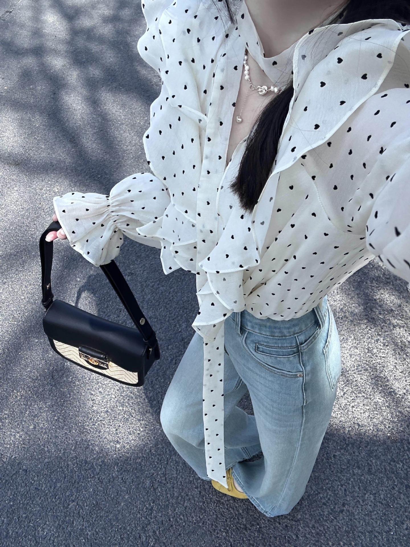 Cross-Border Thai Cardigan Buttoned French Ruffle Polka Dot Chiffon Shirt for Women Spring and Autumn 2026 New Long-Sleeve Clothing
