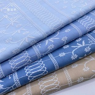Bomb-free bamboo wash-free Denim printed fabric spring and summer new women's clothing small fresh dress children's clothing suit fabric