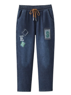 plus size fleece-lined Thickened High Waist Stretch Jeans Autumn and Winter New Embroidered Loose Trousers Harlan Torre Long Pants