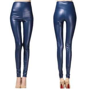 Amazon New High Waist Single Layer leather Pants Women's Multicolor Stretch Large Size leather Pants Women's leather Legging