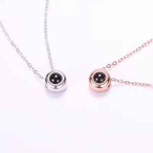 Couple necklace lettering custom photo projection 100 languages I love you pendant Valentine's Day gift clavicle chain