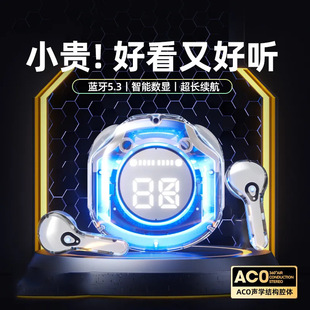 Full-net selling transparent earplug digital display wireless bluetooth headset TWS binaural in-ear space capsule
