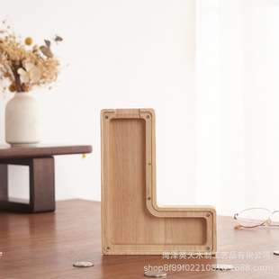 Manufacturers in stock wooden letter piggy bank can enter undesirable coin piggy bank rubber wood acrylic storage tank