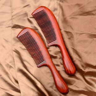 Rosewood Comb High-grade Wooden Comb Massage Comb Household Hairdressing Comb Round Handle Comb Thick Handle Wooden Comb Bloodwood Sandalwood Comb