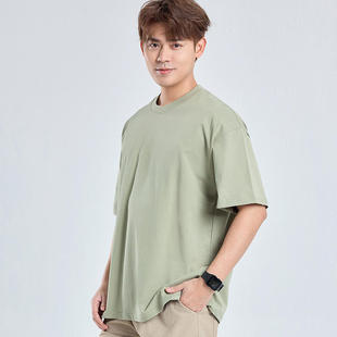 280g double yarn drop shoulder cotton short sleeve T-shirt loose Joker multi-color advertising shirt T-shirt class clothing wholesale