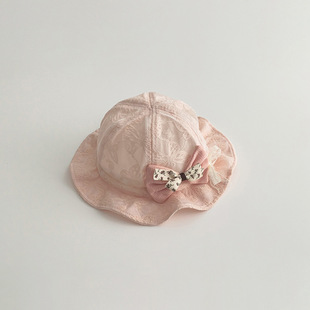 Wholesale 2024 Cute Princess Baby Hat Summer Thin Bow Fisherman Hat Trendy Baby Fisherman Hat