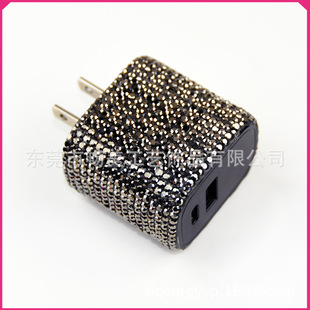 Diamond car charger USB charging head one drag two cigarette lighter pottery mud rhinestone wall charging data line Stick drill