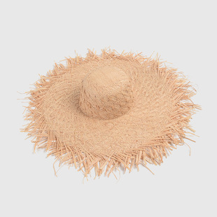 European and American hand-woven large-brim Raffi straw hat women's summer new beach sun hat handmade sun hat