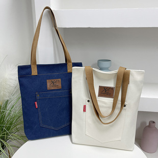Korean style retro fashion ins shoulder dark blue Denim bag women's large capacity tote bag large bag fashion casual New