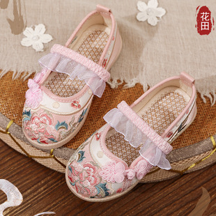 Factory direct 2024 new girls Hanfu shoes ancient costume antique children embroidered shoes old Beijing cloth shoes women's performance
