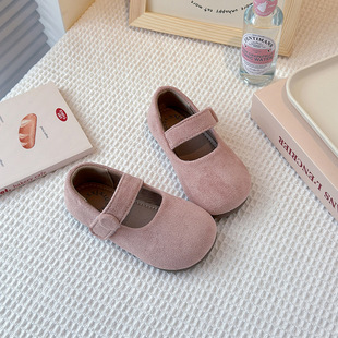 Children's Library Rabbit Girls' Leather Shoes 2025 Spring and Autumn New Baby Simple Korean Style Soft-soled Princess Shoes Single-layer Shoes