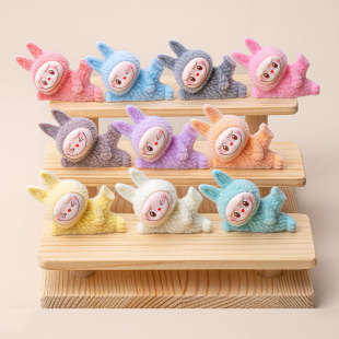 Cute Flocked Side-Lying Plush Doll Cartoon Resin Lying and Sitting Ornaments Creative Three-Dimensional Desktop Ornaments