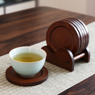 New Style Tea Cup Cushion Walnut Color Bamboo Tea Saucer Package Retro Heat Insulated Cup and Saucer Tea Set Accessories Kung Fu