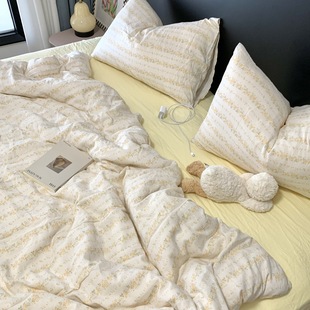Live Explosions Class A Maternal and Infant Grade Cotton Cotton Double-layer Yarn Four-piece Set Student Children's Dormitory Three-piece Quilt Cover