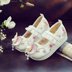 617-02 Girls Ethnic Style Shoes Embroidered Shoes Performance Shoes Handmade Cloth Shoes Antique Han Shoes Performance Ancient Dress Shoes