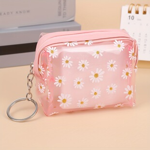 Korean Style Ins Style Daisy Makeup Bag Girl's High-Face Transparent Toiletry Bag Waterproof Portable Mini Storage Bag