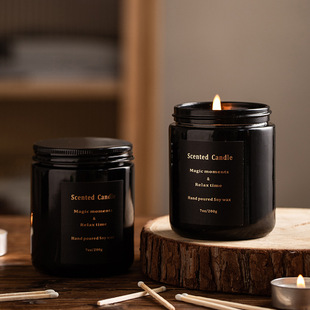 Black Glass Jar Aromatherapy Candle Aromatherapy Candle Gift Bedroom Flush Romantic Candle Wholesale