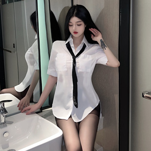 New Style Sentiment Underwear White Loose All-match Pajamas White Shirt Sense Niche College Style Temptation Pure Desire Uniform Women