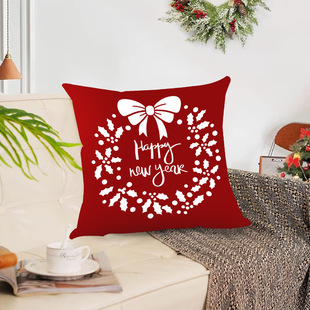 New Christmas Super Soft Pillowcase Santa Claus Printed Sofa Pillowcase Cross-border Study Decorative Cushion Cover