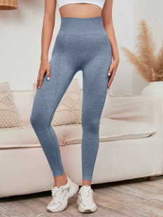 European and American Nine-point Sports Fitness Daily Base Quick-drying Dots Seamless Hollow Hip-lifting Belly Tight Yoga Wear